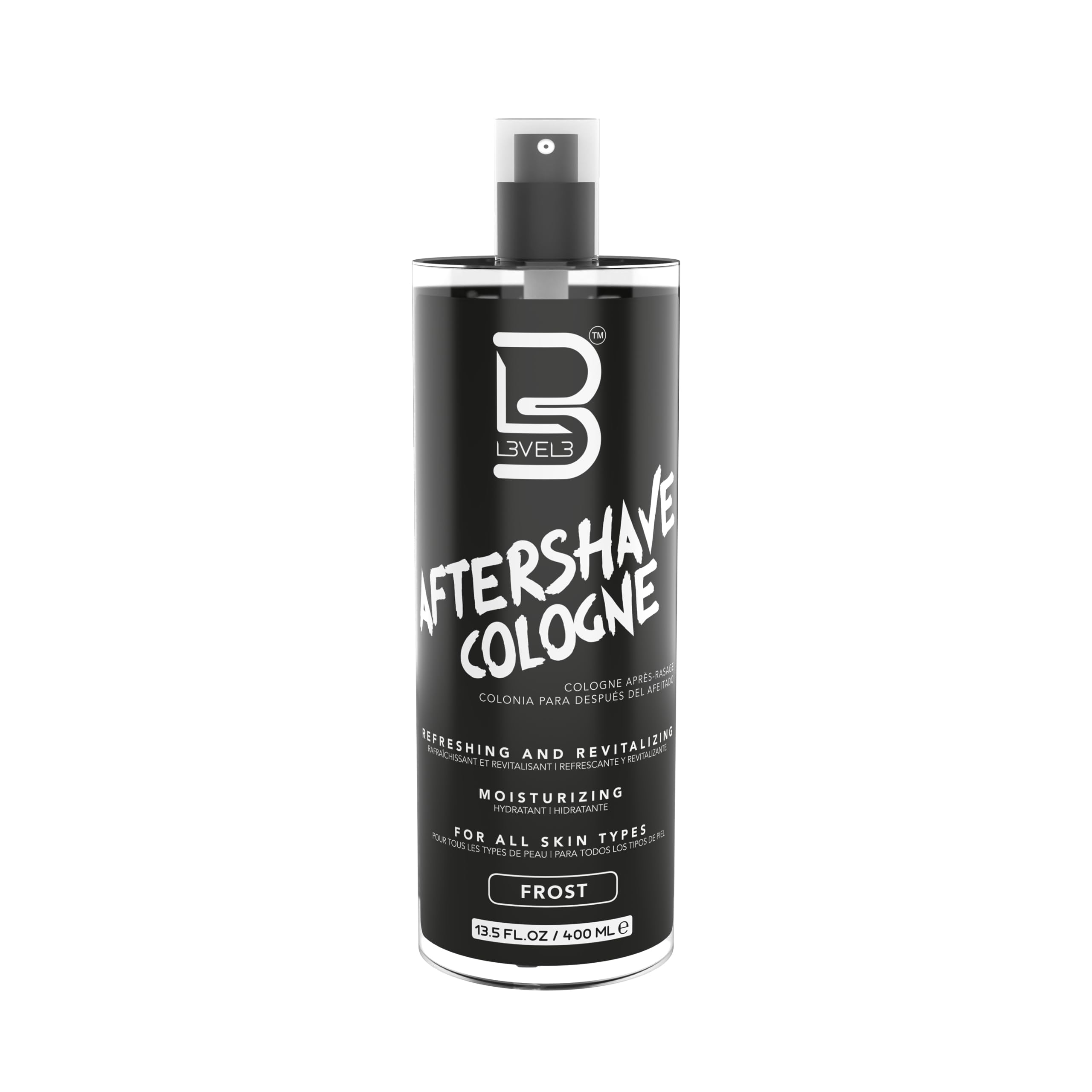 L3 Level 3 aftershave bottle on shelf for refreshed skin