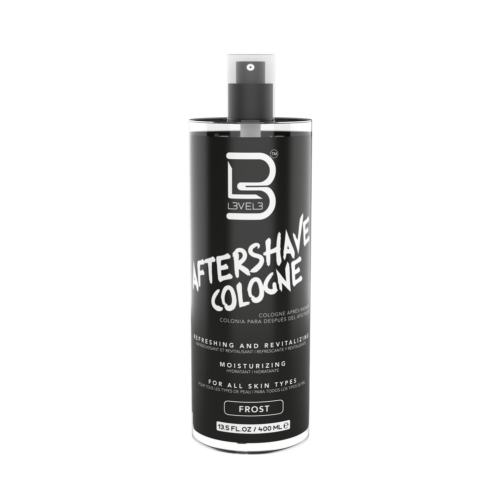 L3 Level 3 aftershave bottle on shelf for refreshed skin