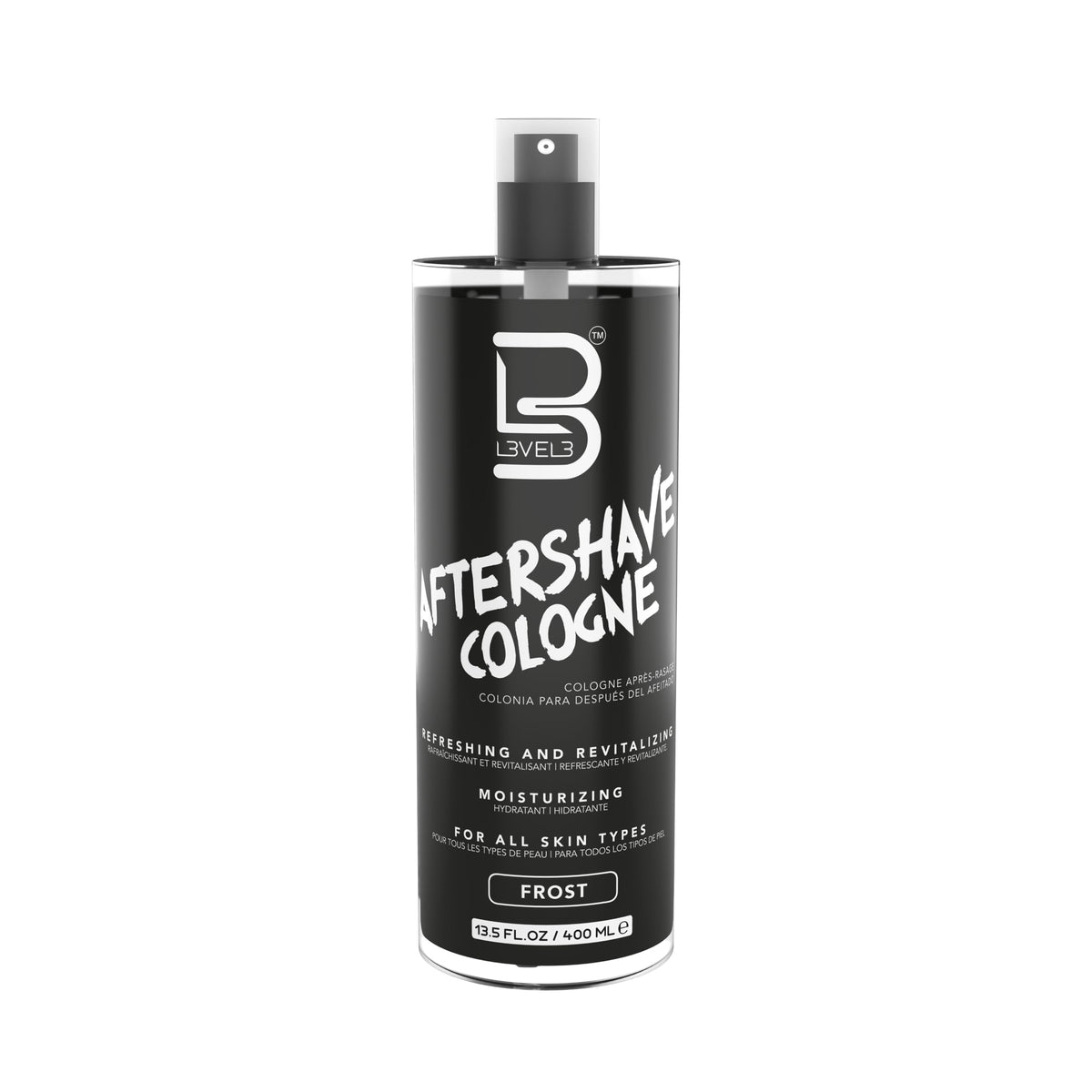 L3 Level 3 aftershave bottle on shelf for refreshed skin