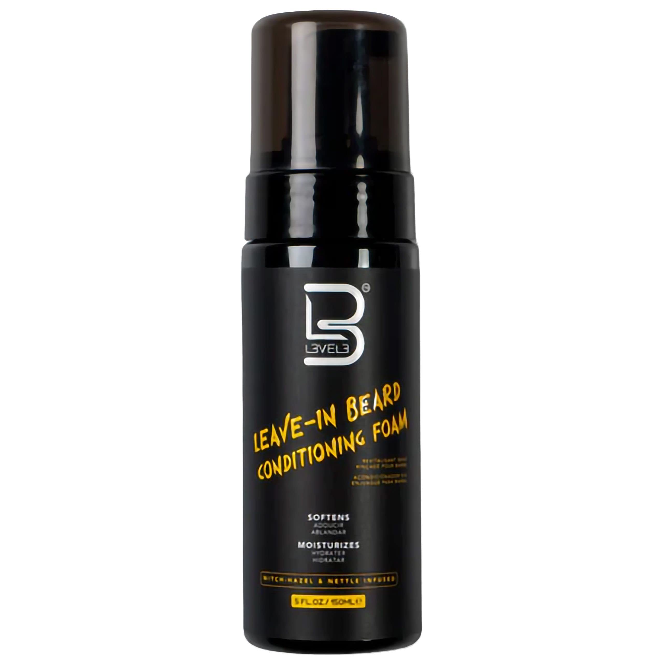 L3 Level 3 beard conditioner foam bottle ready for daily hydration.