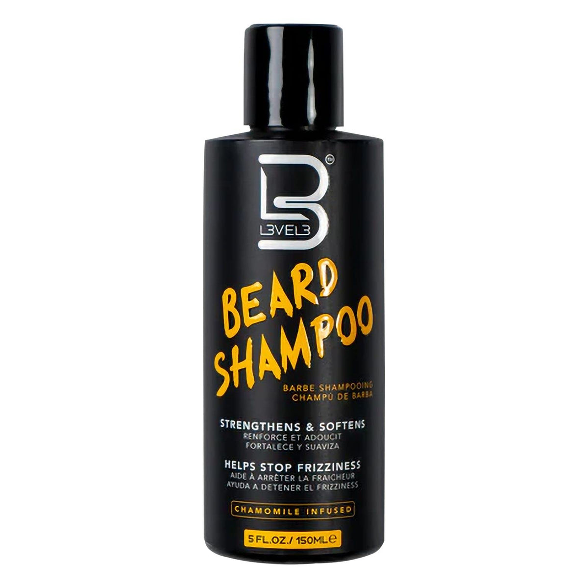 L3 Level 3 Beard Shampoo bottle front showing softening formula for beard care