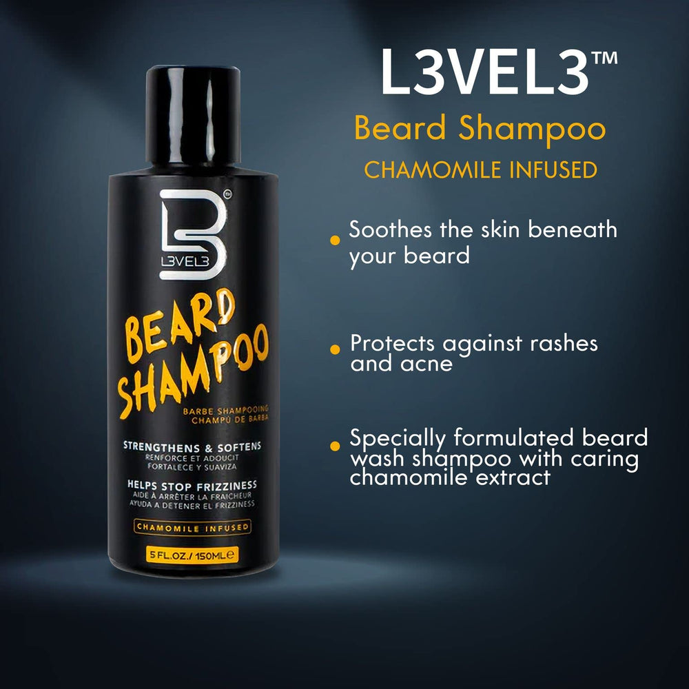 L3 Level 3 Beard Shampoo lather demonstrates cleansing action for frizz control