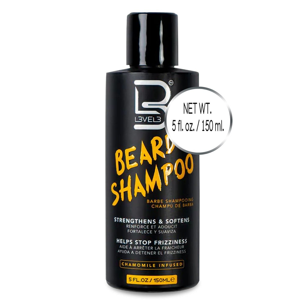 L3 Level 3 Beard Shampoo packaging edge celebrating practical grooming kit