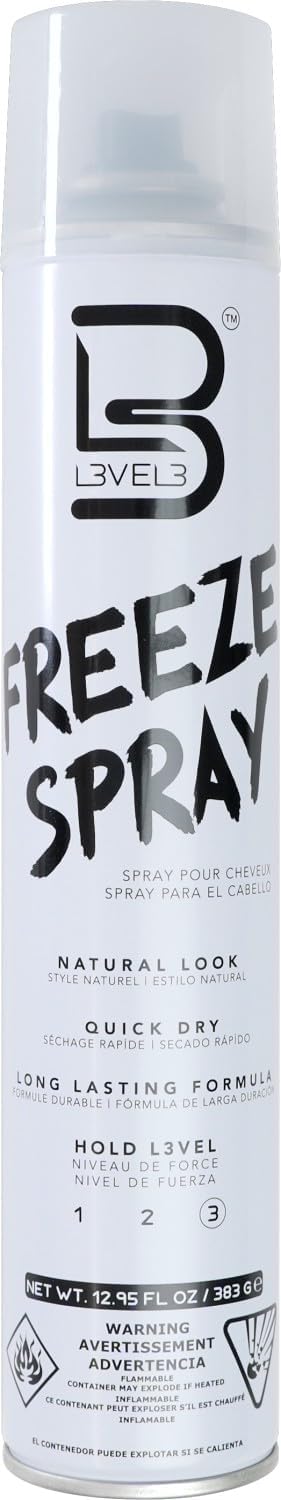 L3 Level 3 Hair Spray bottle front shows extra hold for long-lasting style