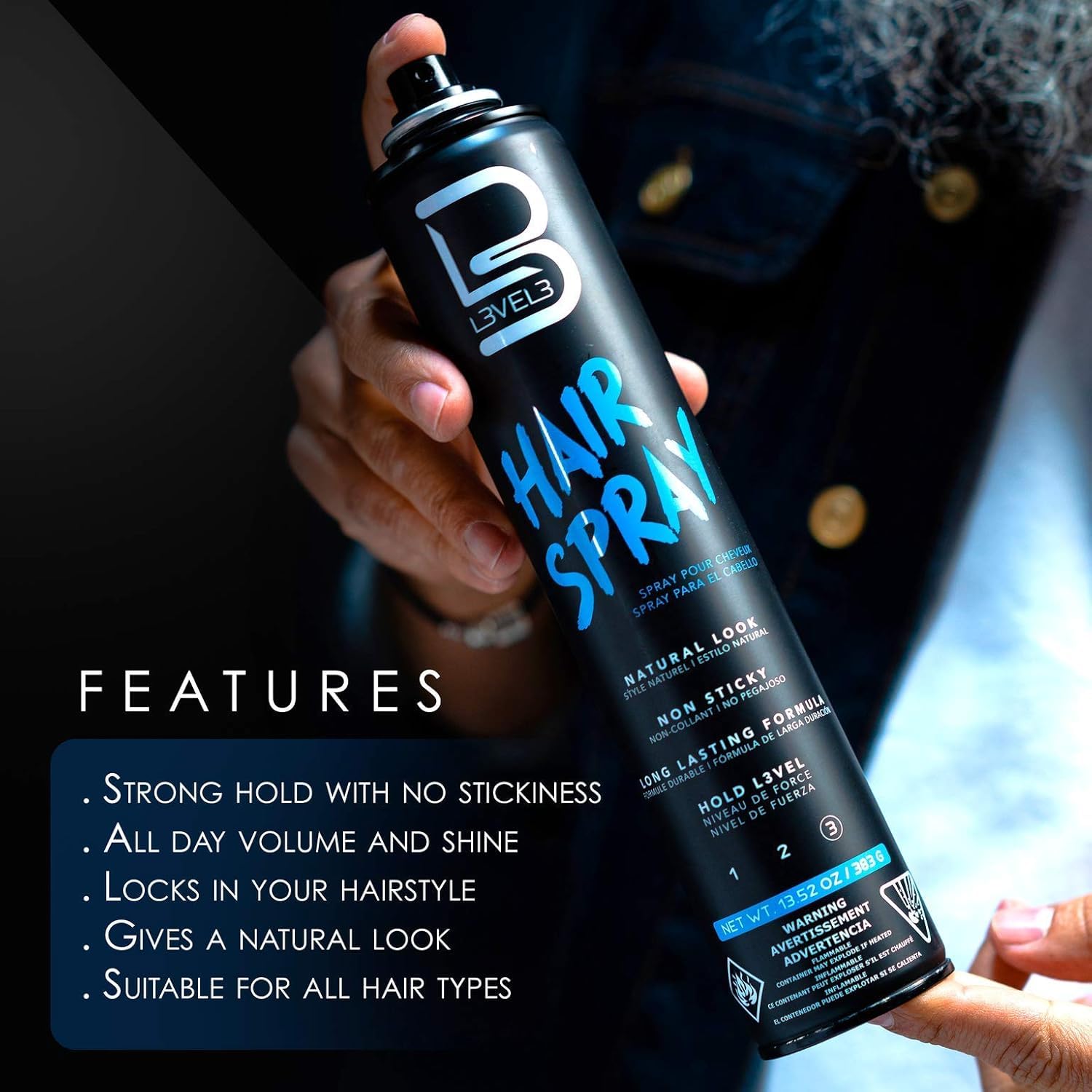 L3 Level 3 Hair Spray humidity resistance scene shows steady, frizz-free look
