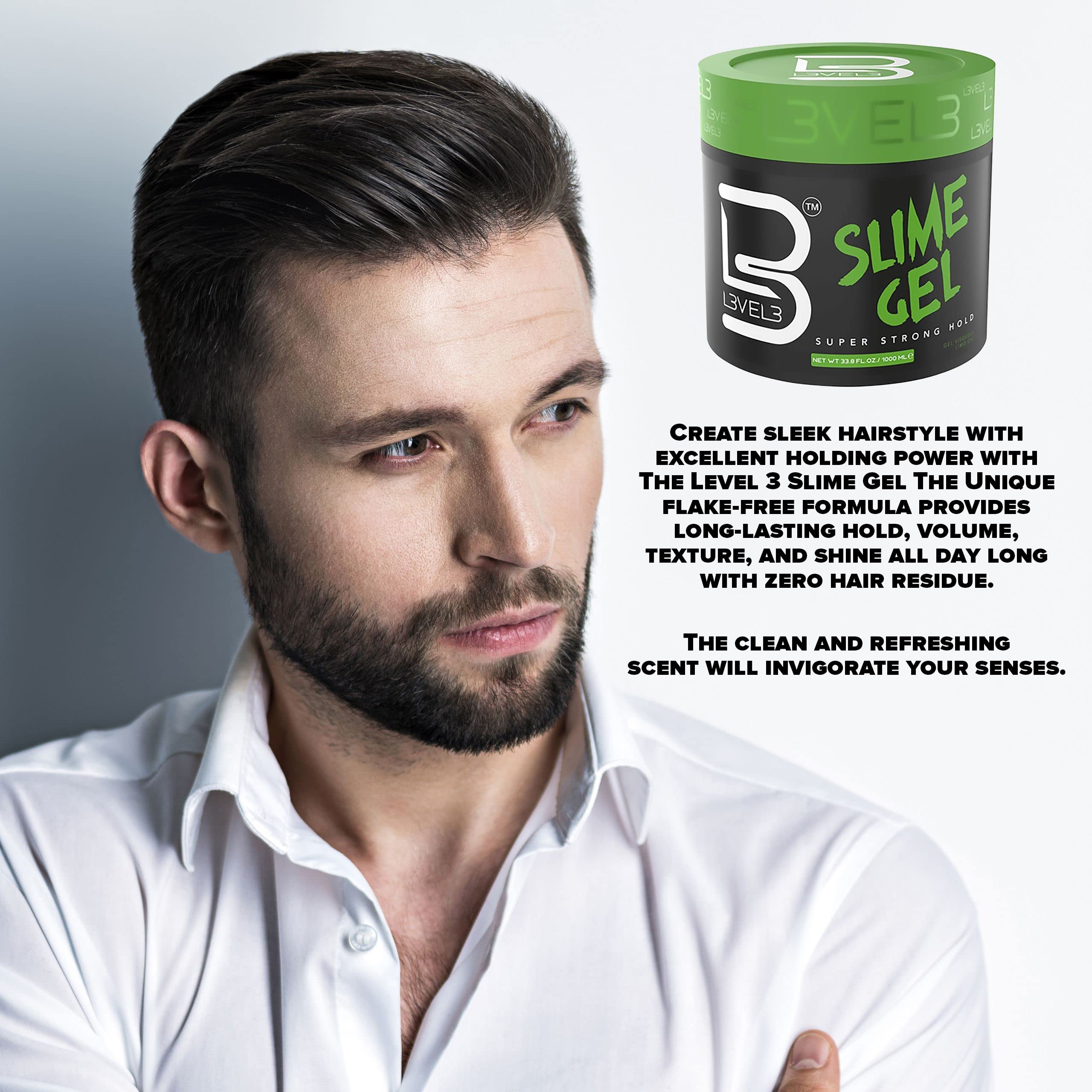 L3 Level 3 Slime Gel frizz-control swatch demonstrates flake-free formula