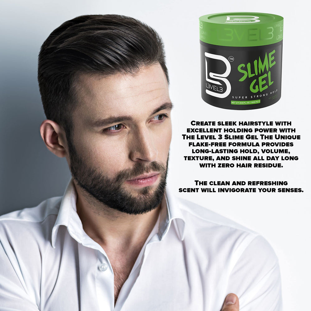 L3 Level 3 Slime Gel frizz-control swatch demonstrates flake-free formula