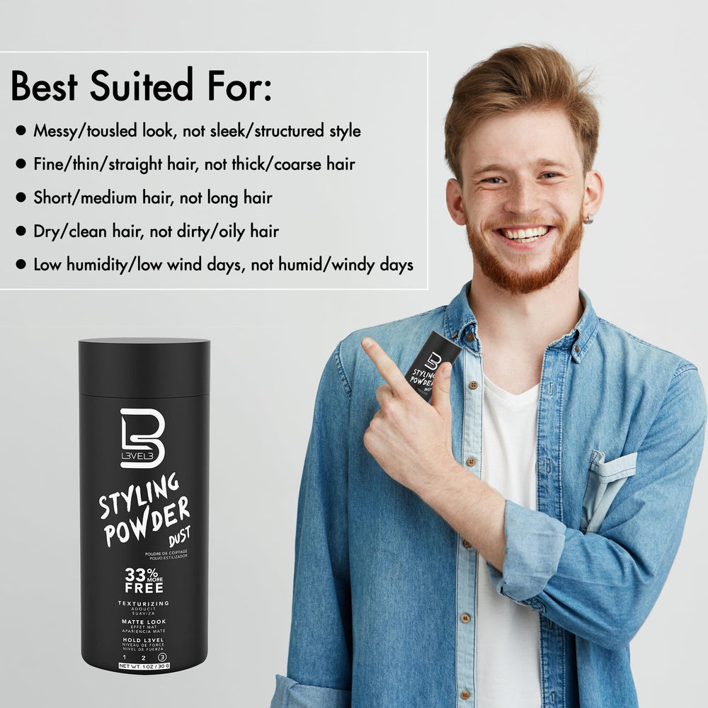 L3 Level 3 Styling Powder on second-day hair provides lift.