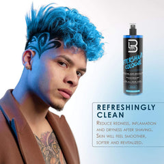 L3 Level 3 aftershave label closeup showing premium moisturizing finish