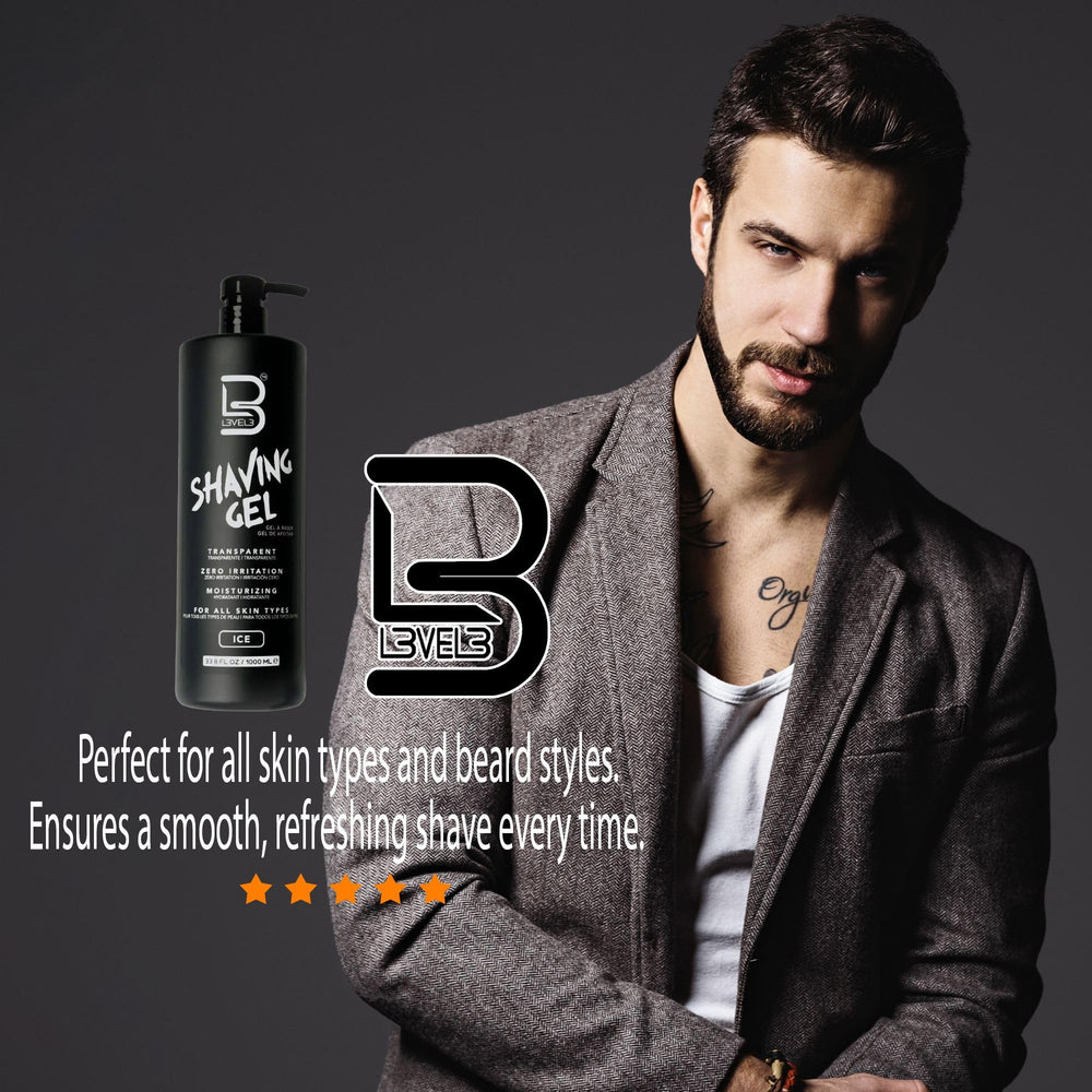 L3 Level 3 gel moisturizes skin for smoother shaves.