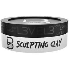 L3 Level 3 Hair Sculpting Clay jar front highlights premium hold for confident styling.