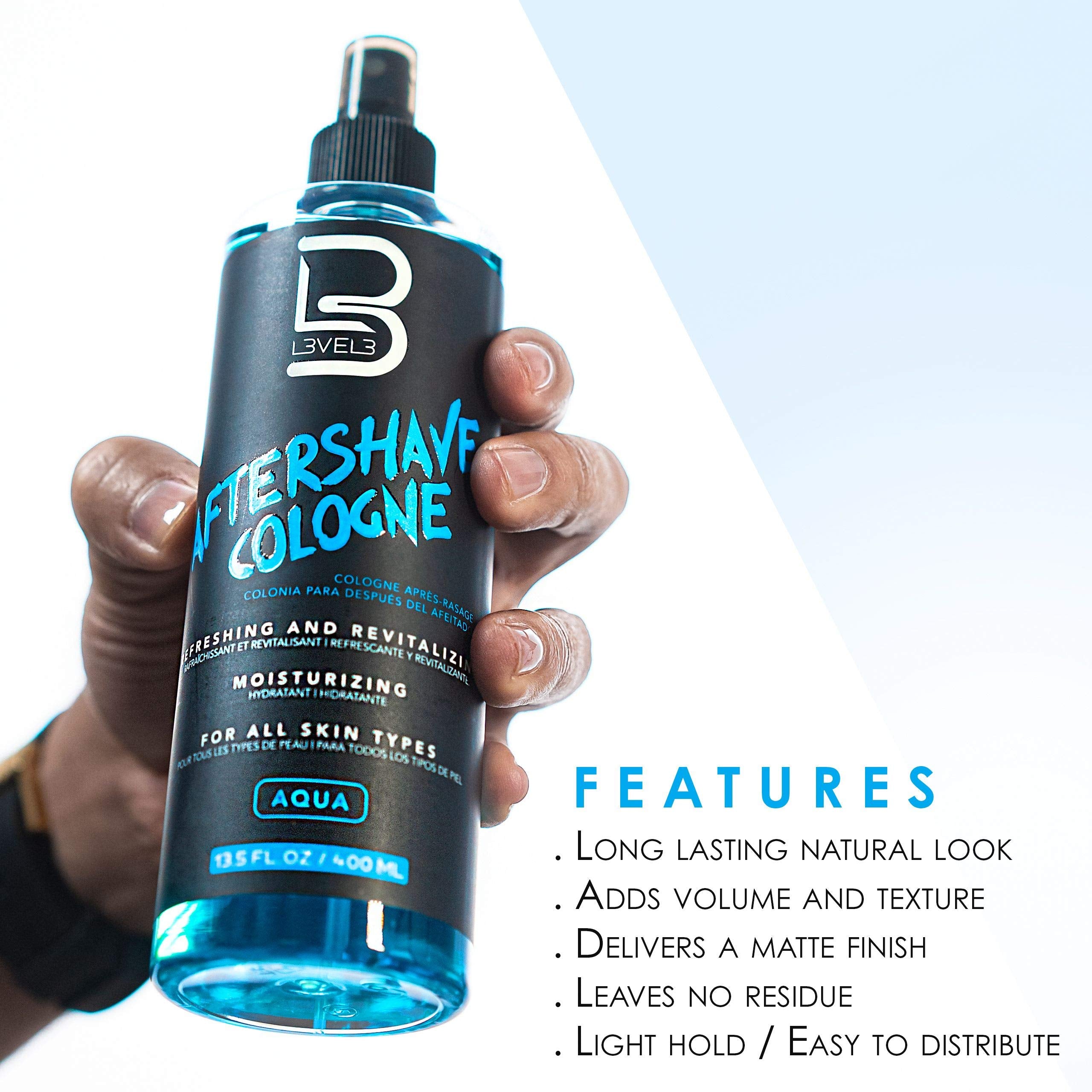 L3 Level 3 natural ingredients highlight aloe vera and green tea for soothing care.