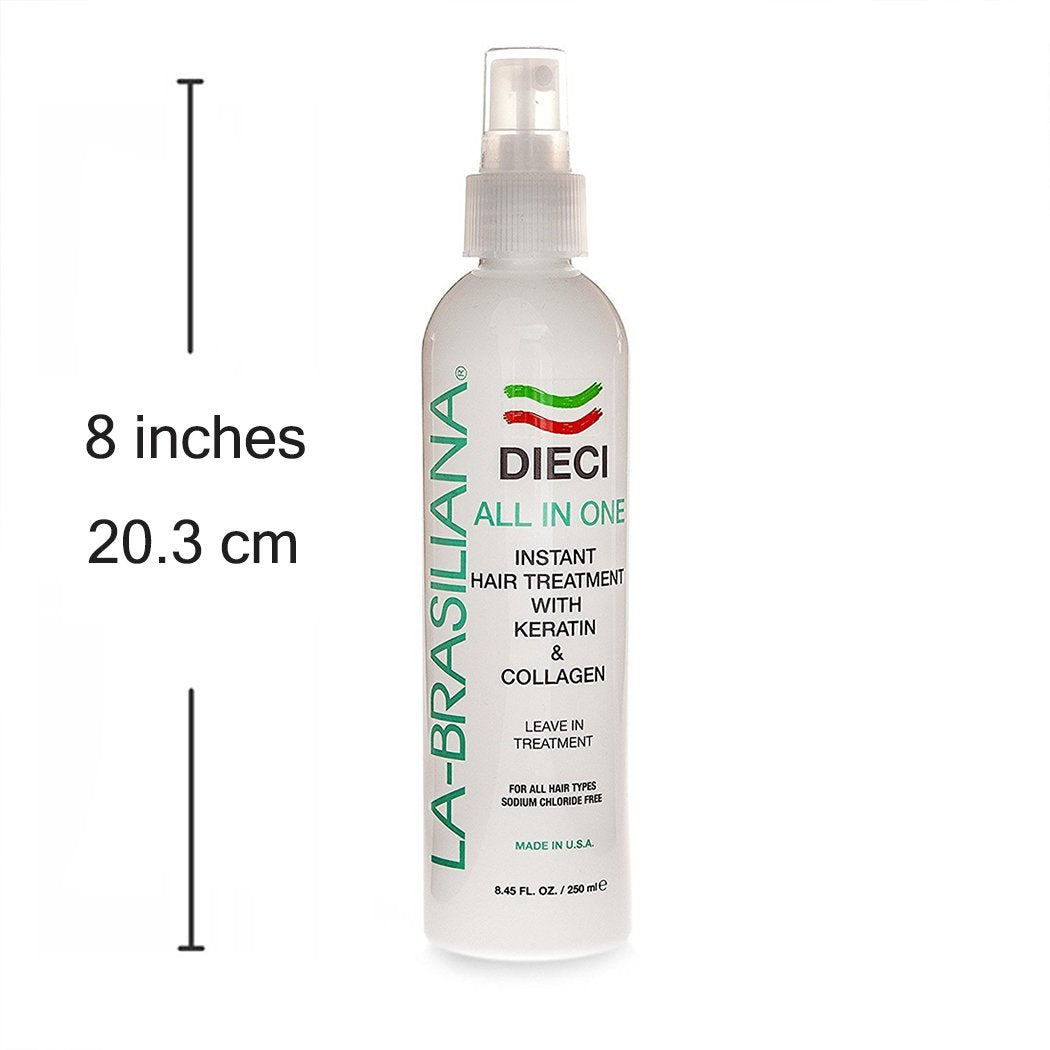La-Brasiliana Dieci before-after results show reduced frizz and stronger hair.