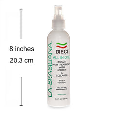 La-Brasiliana Dieci before-after results show reduced frizz and stronger hair.