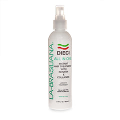 La-Brasiliana Dieci bottle application delivers smoother, shinier hair.