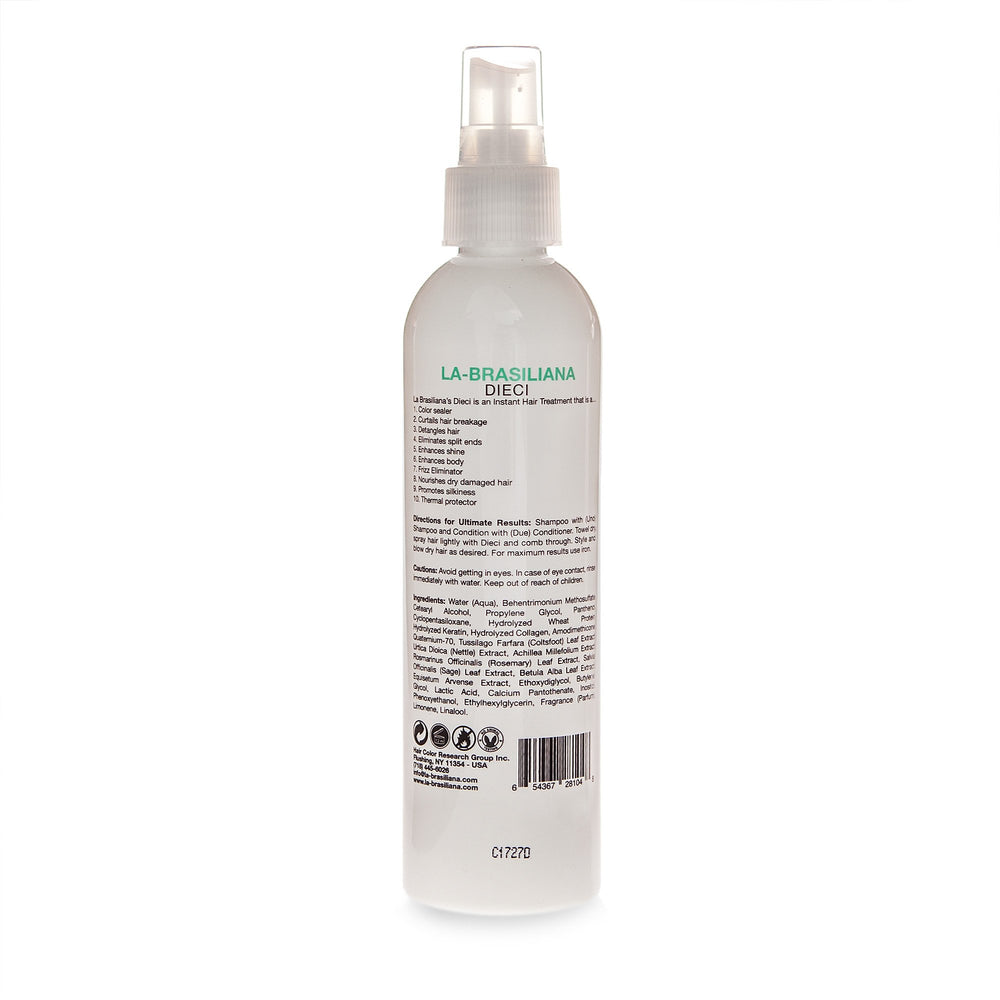 La-Brasiliana Dieci hair smoothing highlights improved texture and manageability.