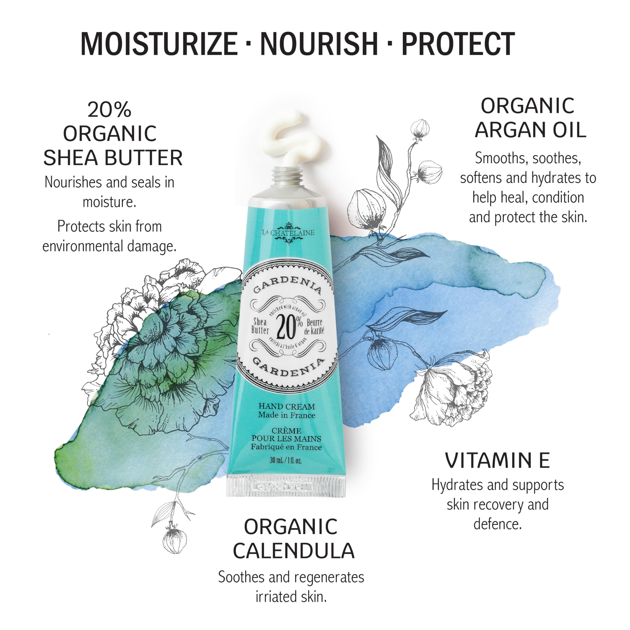 La Chatelaine hand cream trio gardenia scent, creamy hydration for daily use