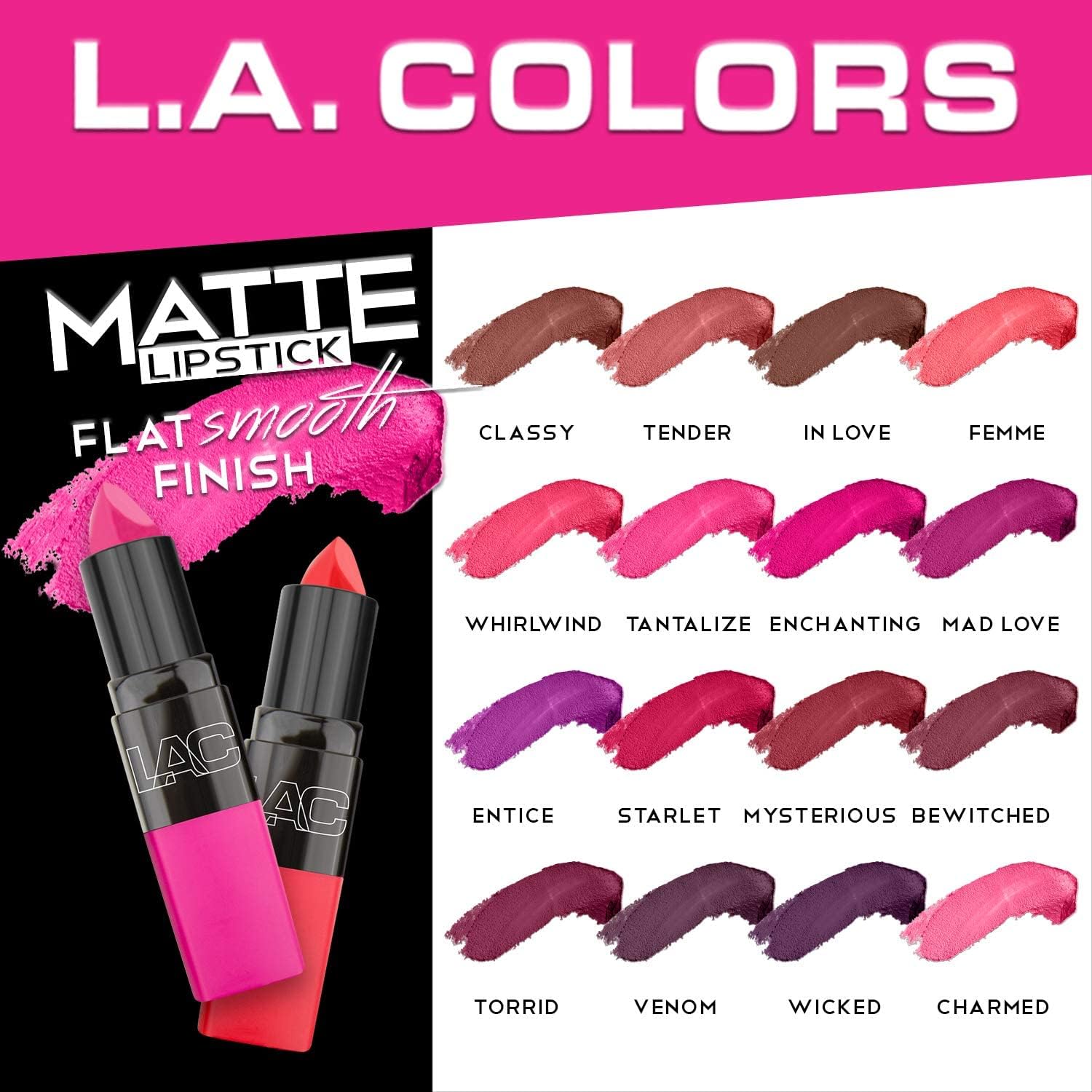L.A. COLORS In Love swatch on arm highlights high-opacity matte pigment