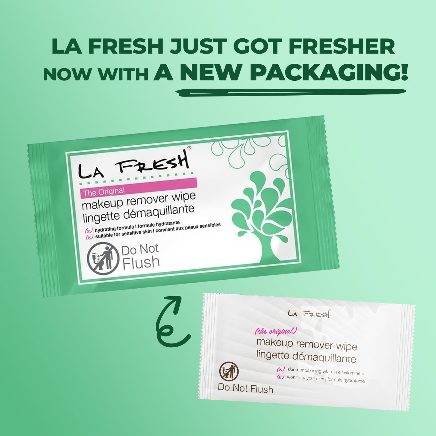 La Fresh makeup remover wipes sensitive-skin-safe formula for gentle cleansing.