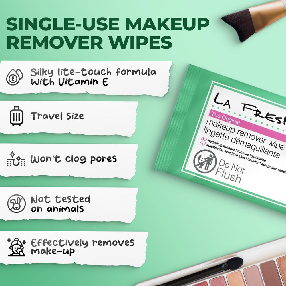 La Fresh makeup remover wipes silky lite-touch for a non-greasy feel on skin.