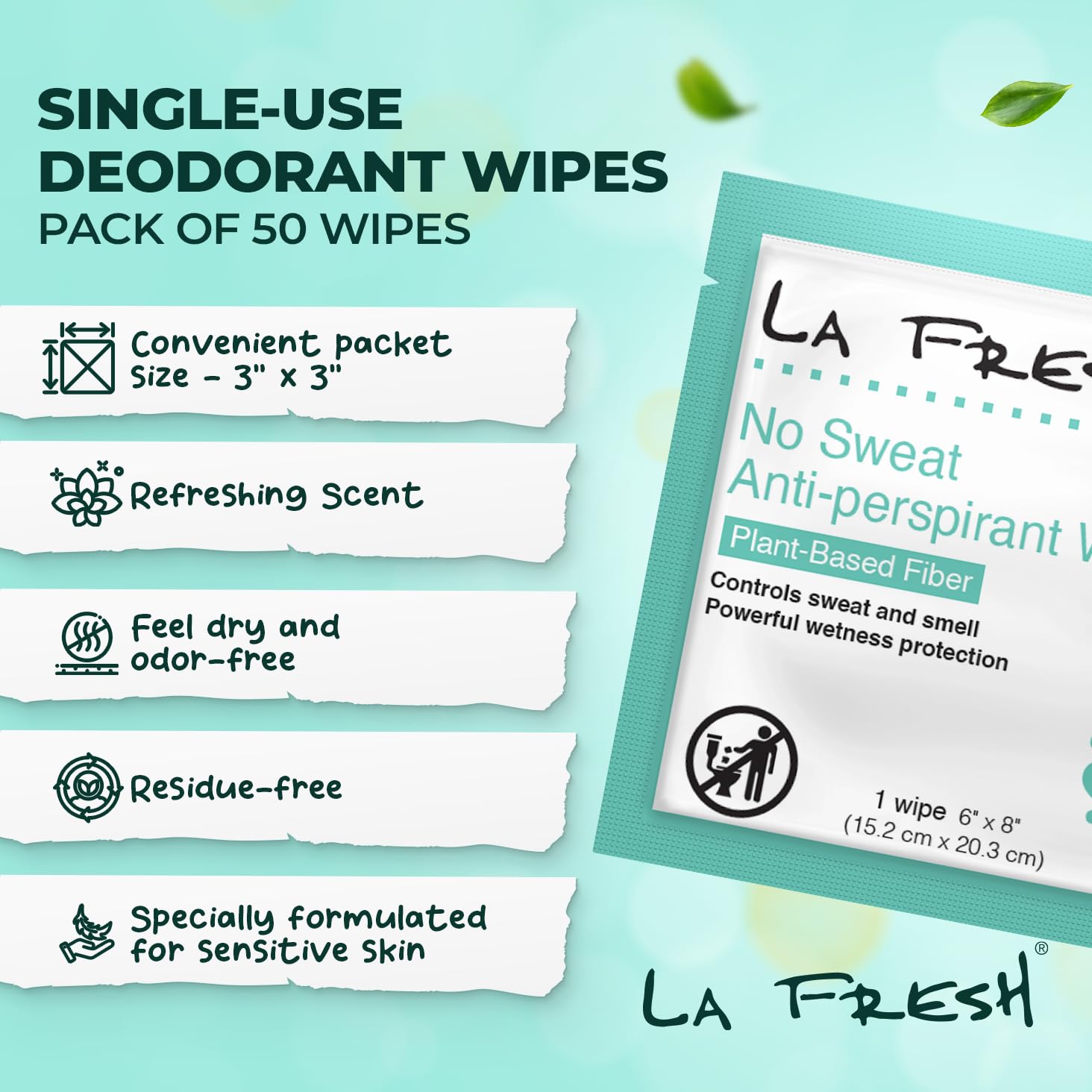 Individually wrapped La Fresh Travel Lite wipes for portable, mess-free use