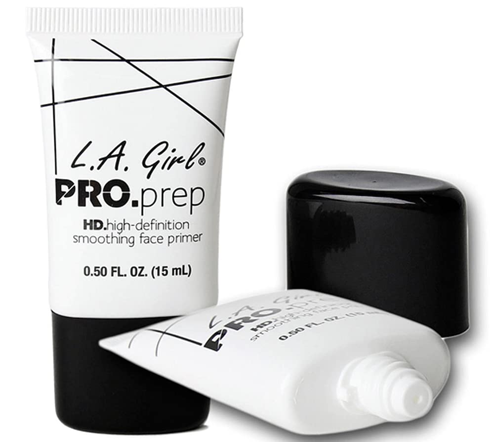 L.A. Girl fragrance-free label indicating gentle primer for sensitive skin.