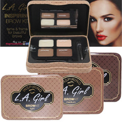 L.A. Girl Inspiring Brow Kit metal tin includes mirror for on-the-go grooming.