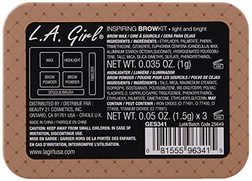 LA Girl Inspiring Brow Kit powder shades for customizable brow color.