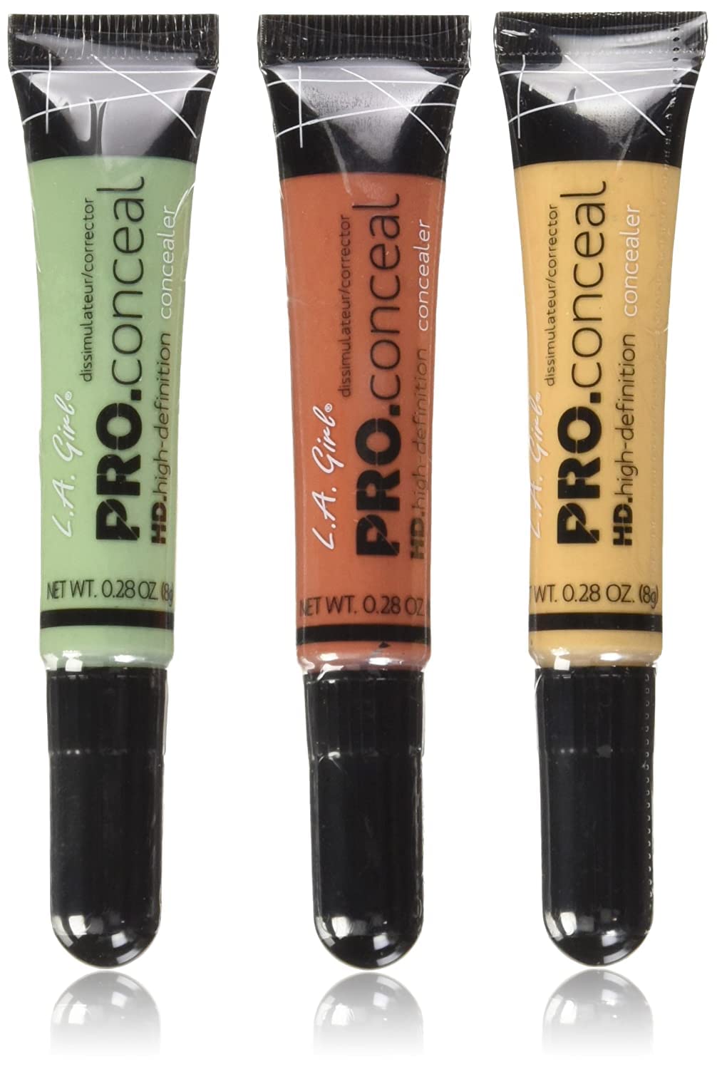 L.A. Girl Pro Conceal orange-corrector close-up neutralizing dark under-eye shadows