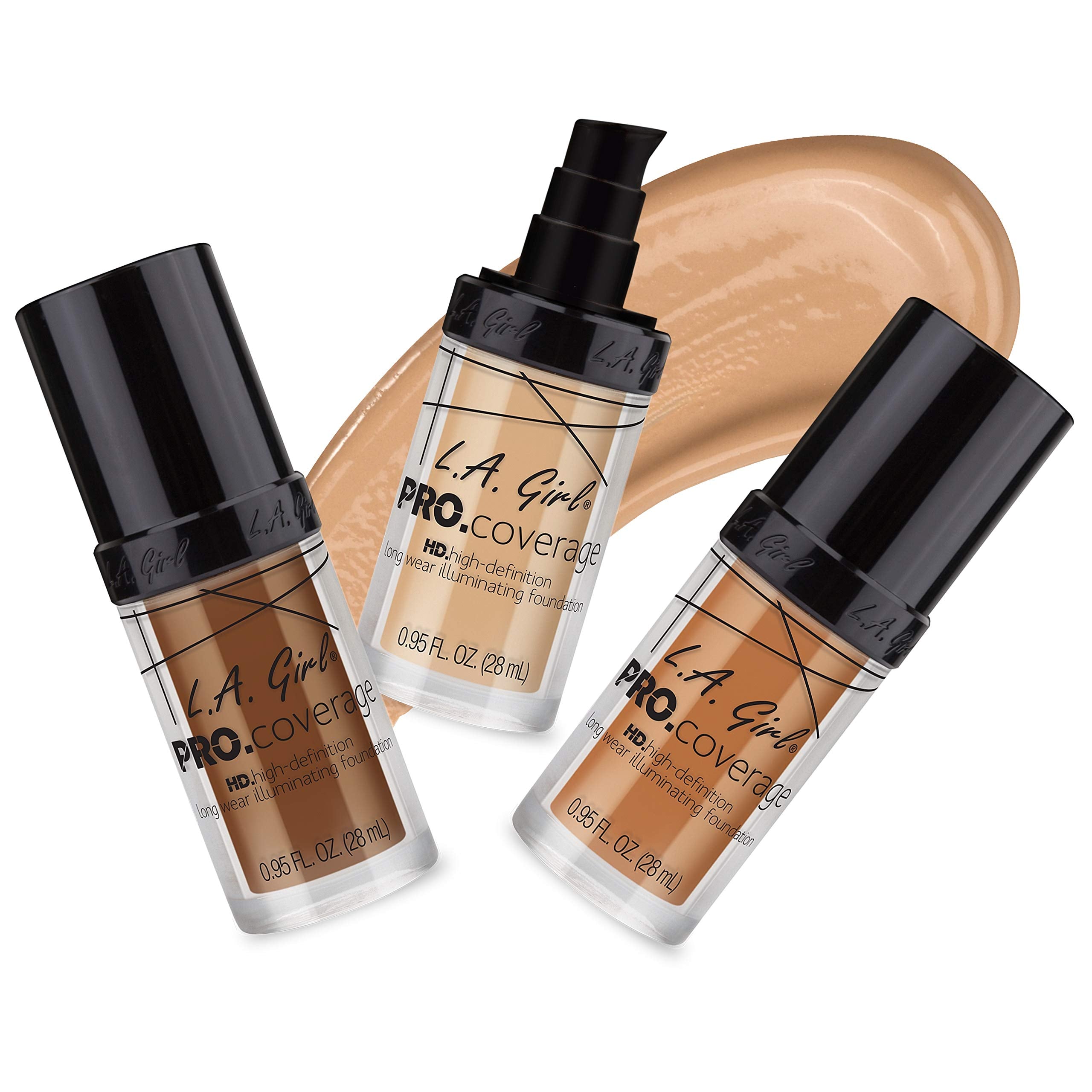 L.A. Girl Pro Coverage Liquid Foundation swirl application demonstrates buildable coverage.