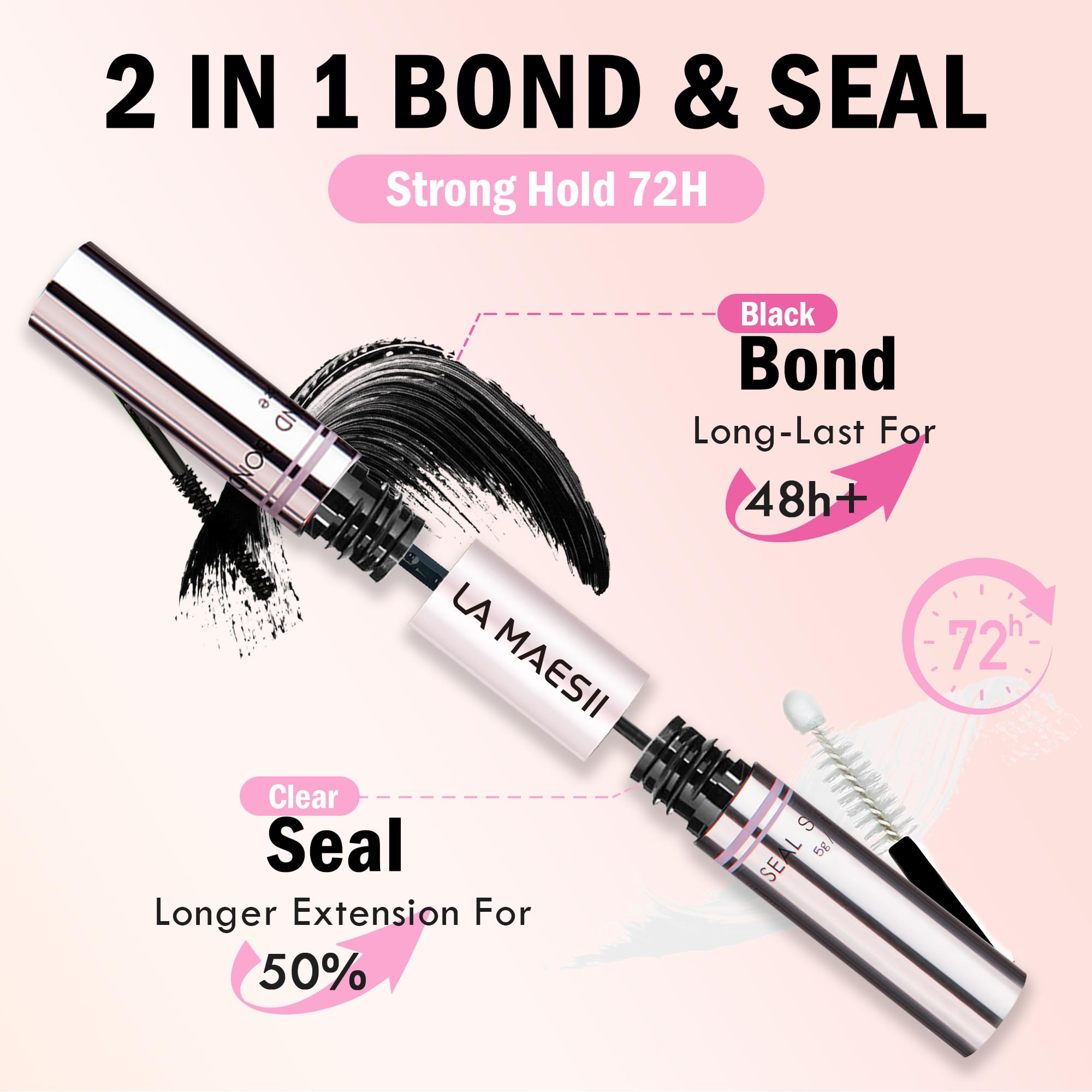 La Maesii Bond brush application shows easy, even bonding along the lash line.