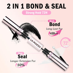 La Maesii Bond brush application shows easy, even bonding along the lash line.
