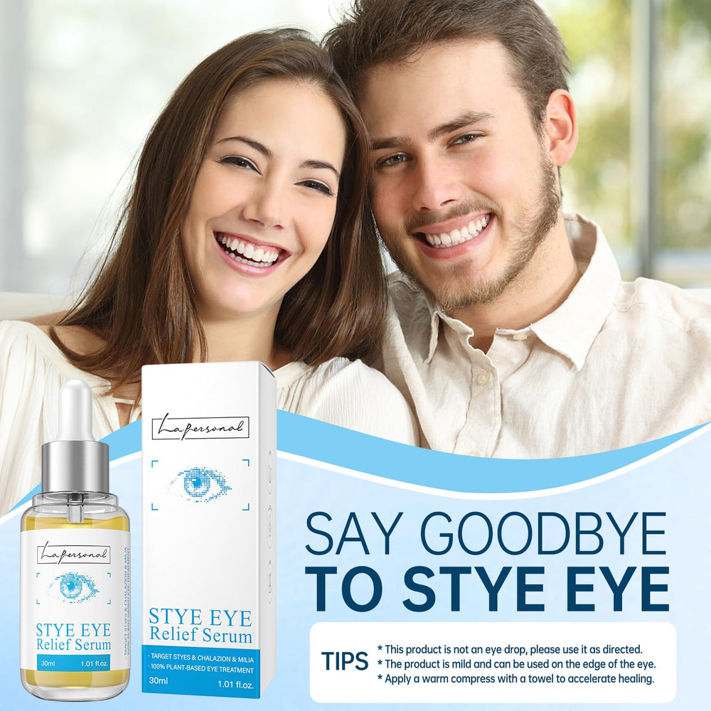 LA.PERSONAL caffeine eye serum label closeup communicates natural botanicals and calming benefits.