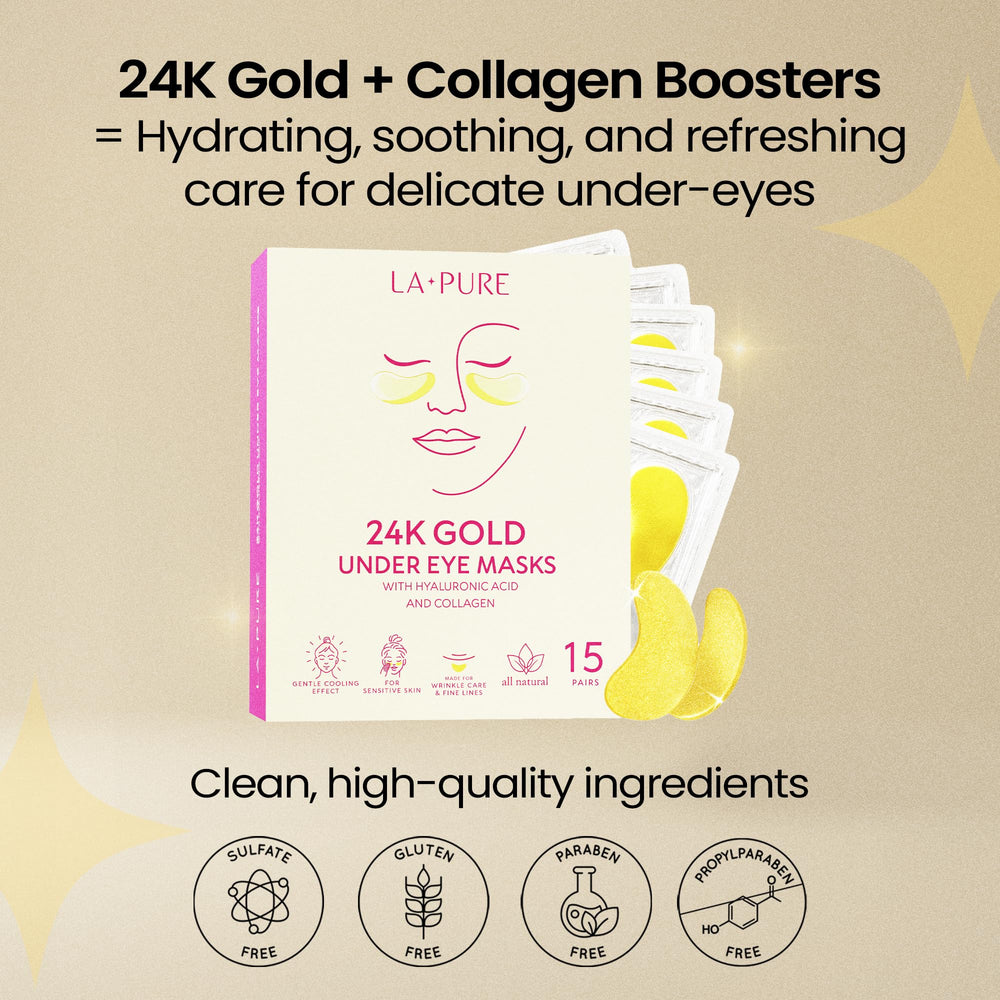 LA PURE 24k Gold Under Eye Patches cooling sensation and brightening potential