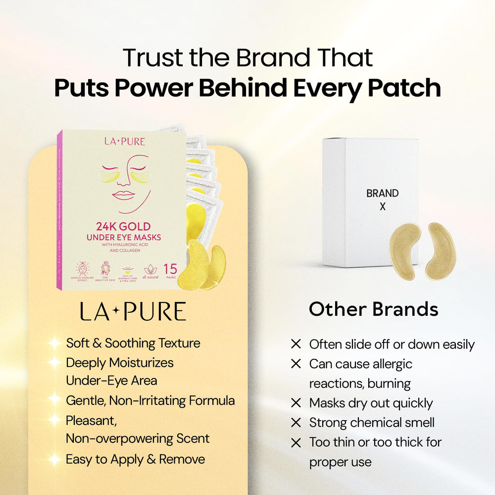 LA PURE 24k Gold Under Eye Patches with hyaluronic acid for hydration
