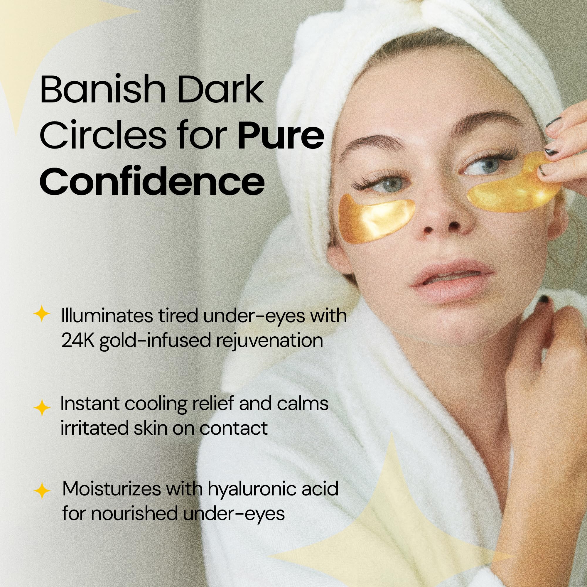 LA PURE 24k Gold Under Eye Patches on-eye area with cooling, tightening feel