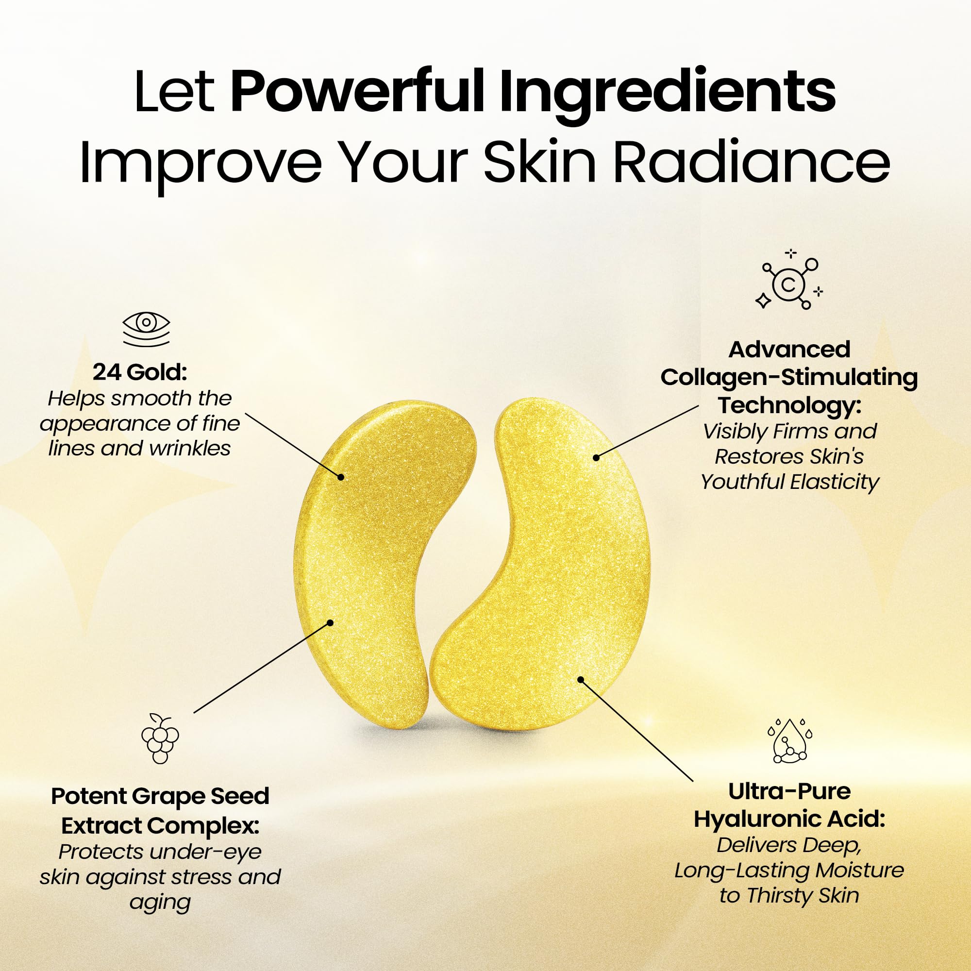 LA PURE 24k Gold Under Eye Patches open pack for easy at-home refresh