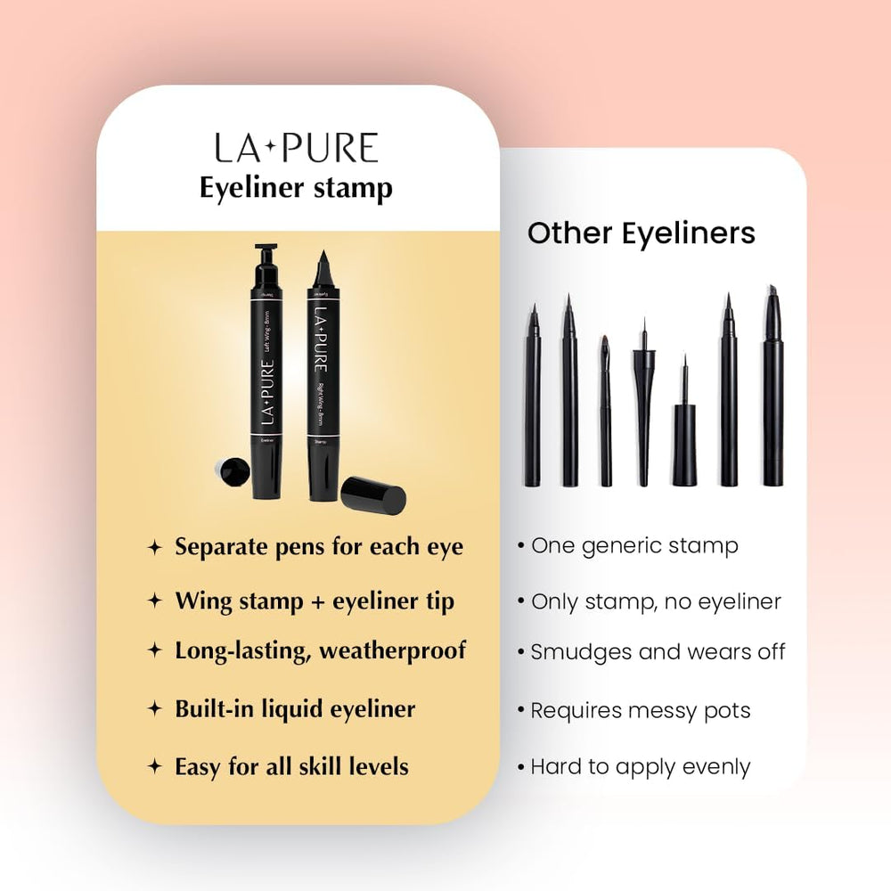 LA PURE eye makeup step image illustrates simple stamp-and-liner routine.