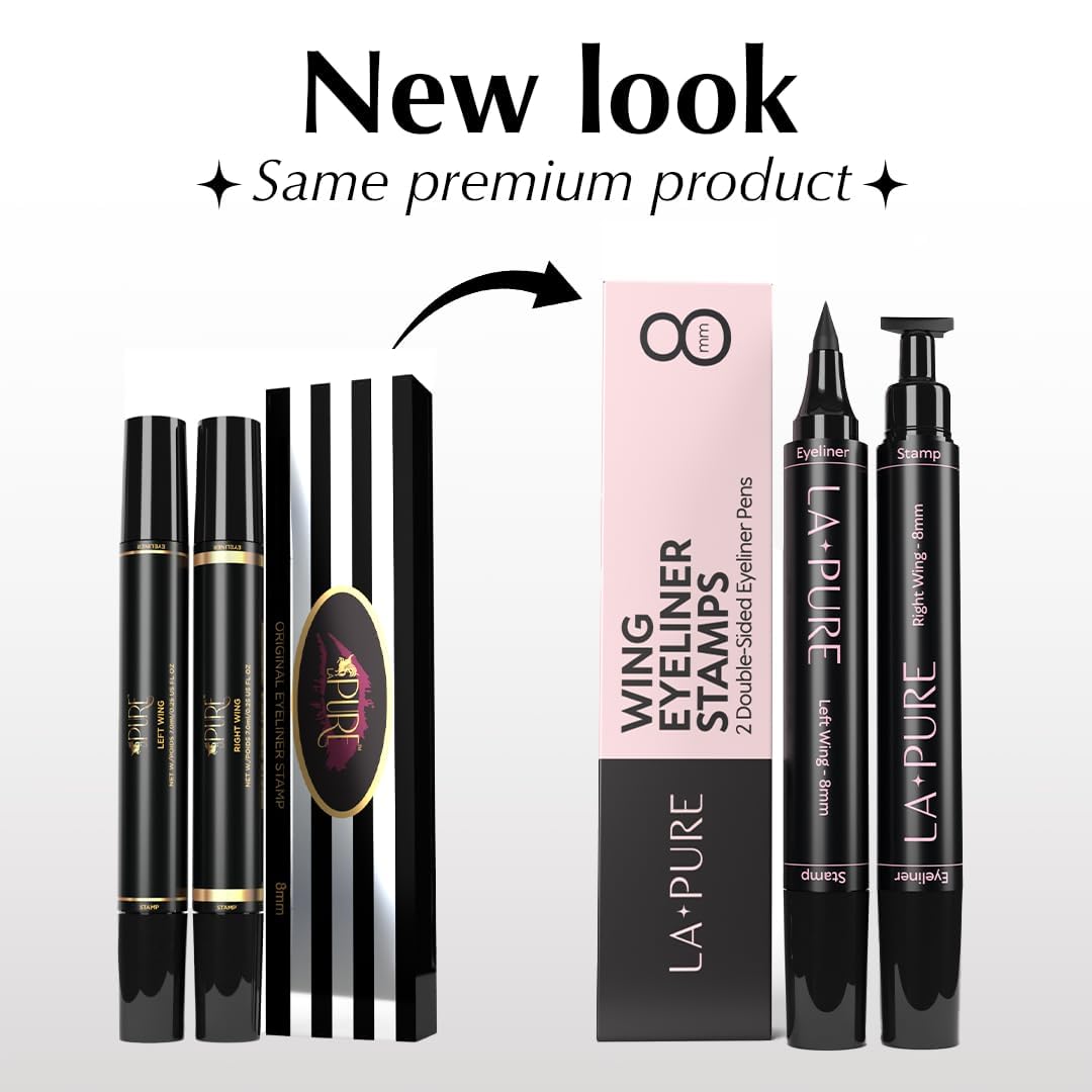 LA PURE eyeliner stamp right-wing demonstrates symmetrical finish for balanced eyes.