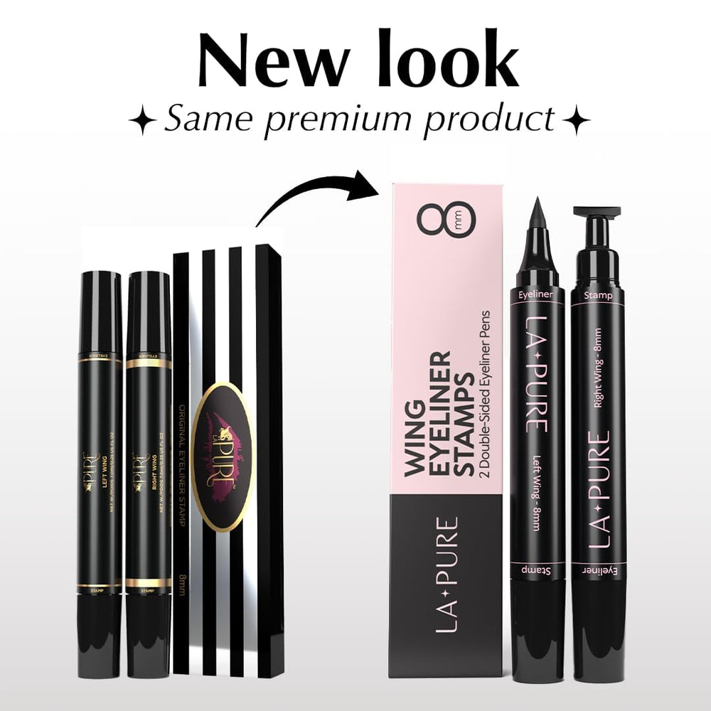 LA PURE eyeliner stamp right-wing demonstrates symmetrical finish for balanced eyes.