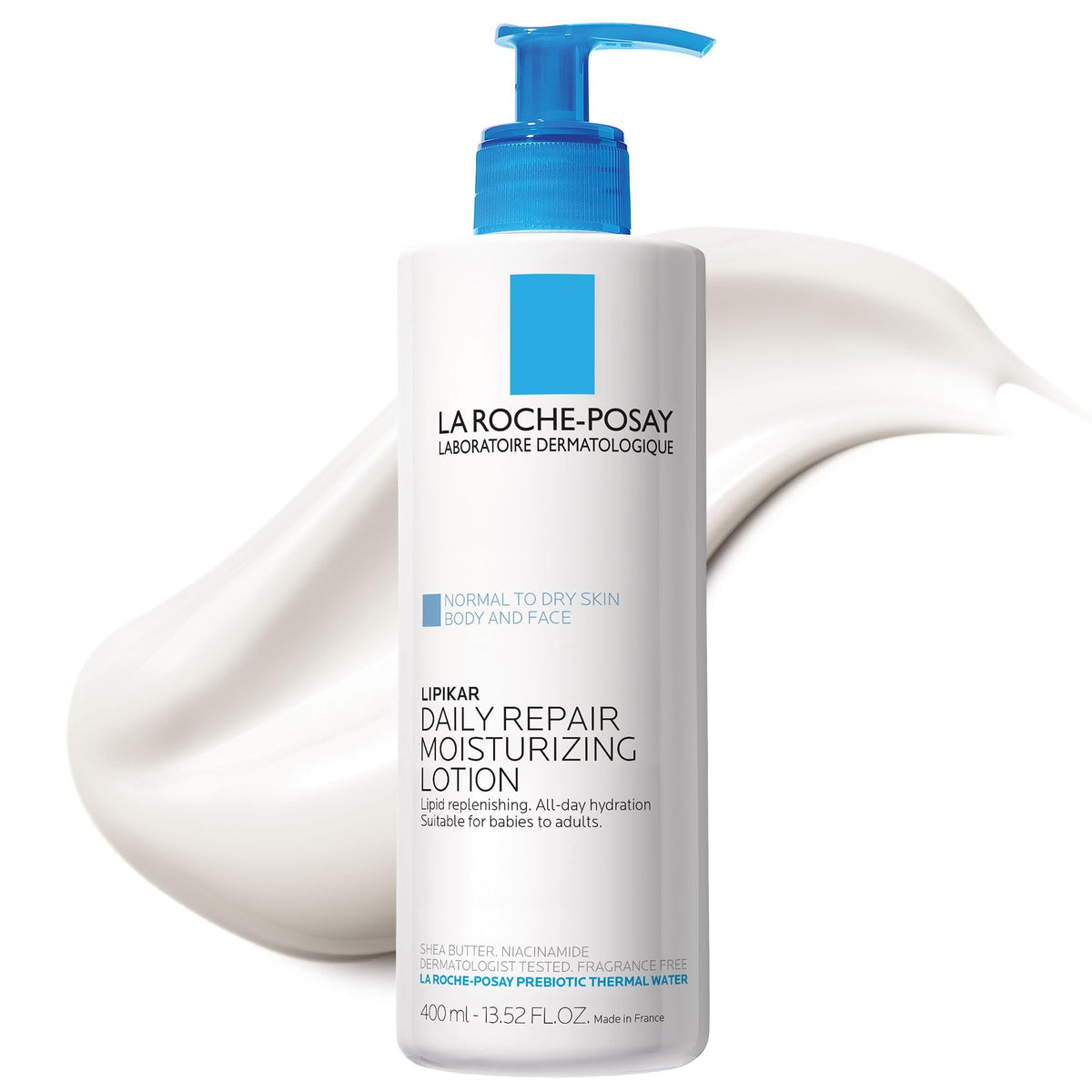 La Roche-Posay Lipikar front packaging showing full bottle and logo for trust