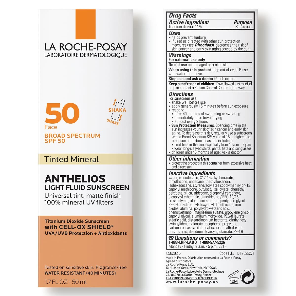 La Roche-Posay tube held next to hand demonstrating real-life scale and portability
