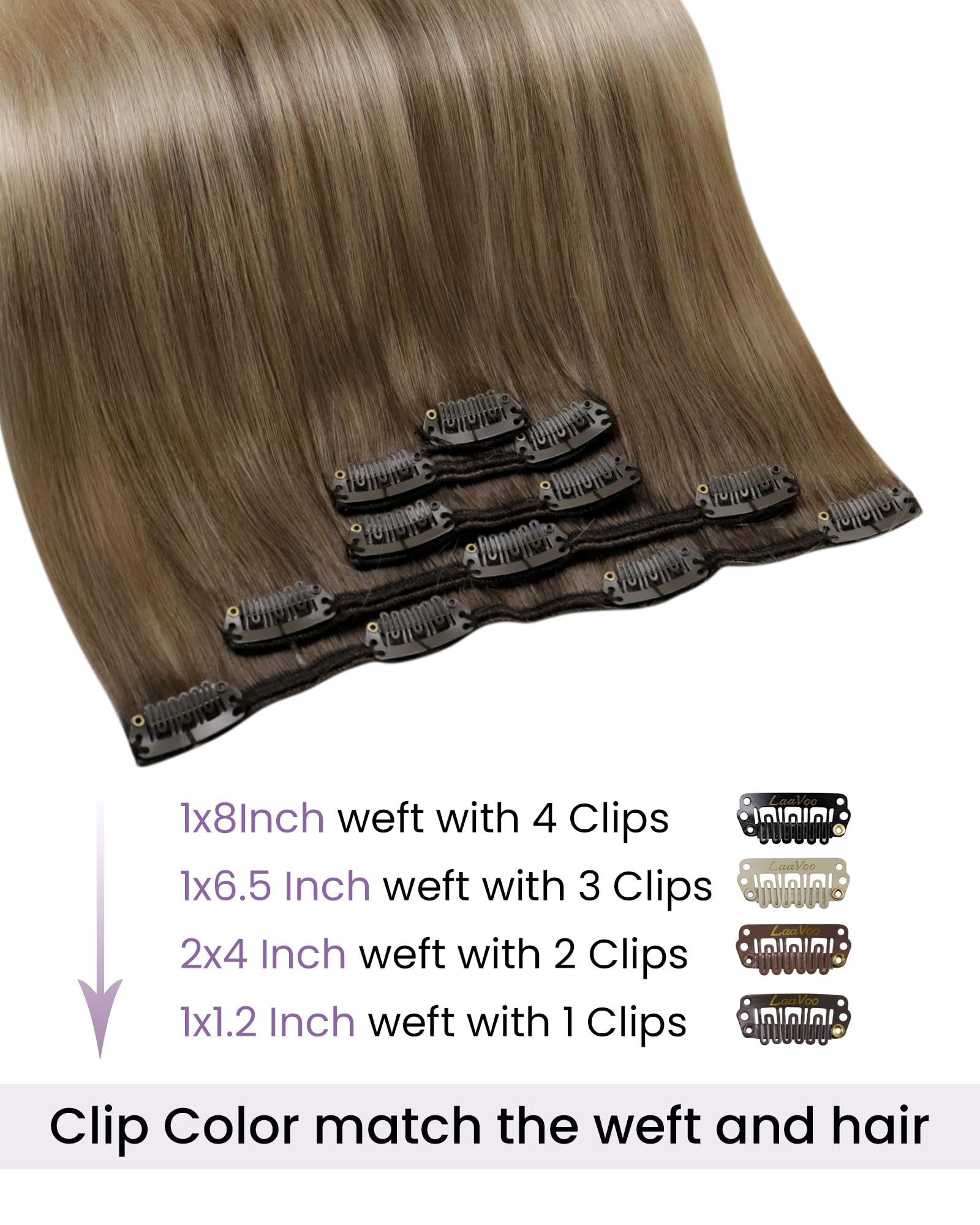 LaaVoo real human hair weft close-up reveals smooth, natural-blend texture