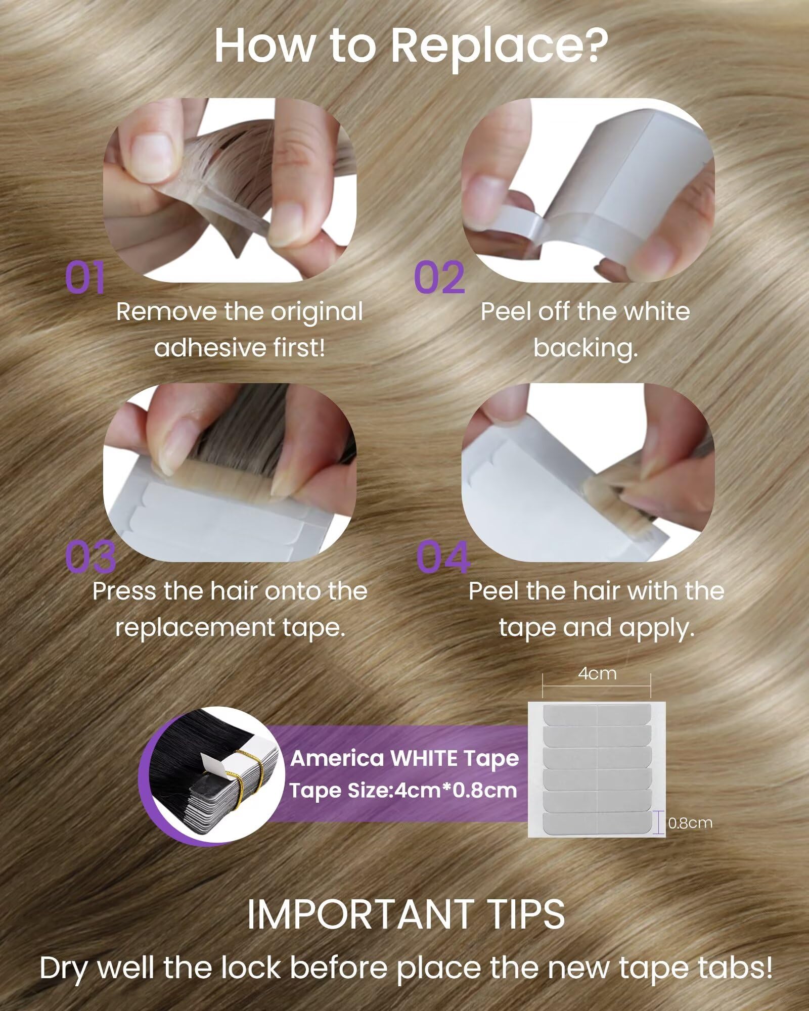LaaVoo adhesion-tape detail displaying durable white glue for secure attachment.