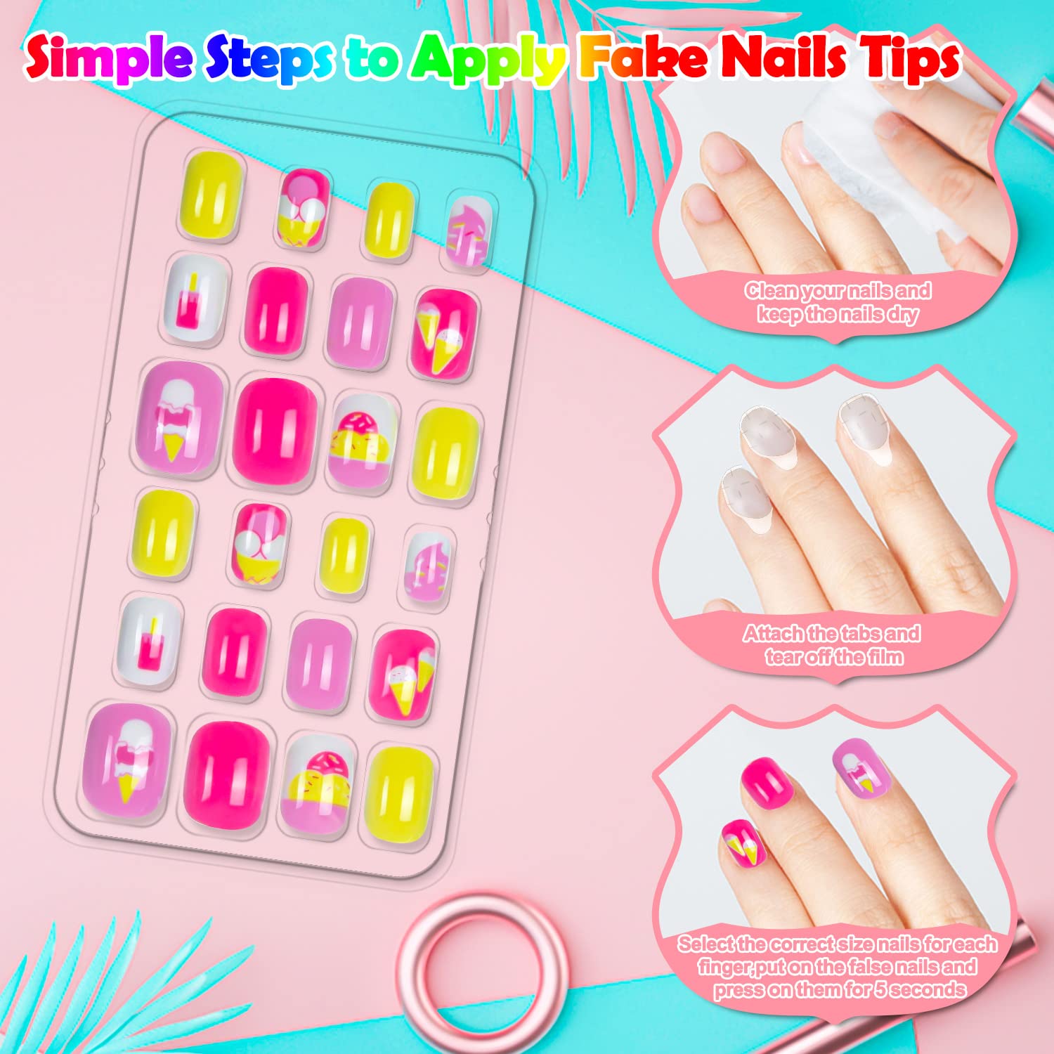 Labeol nails twelve sizes per box accommodate varied kid nail beds for easy fitting