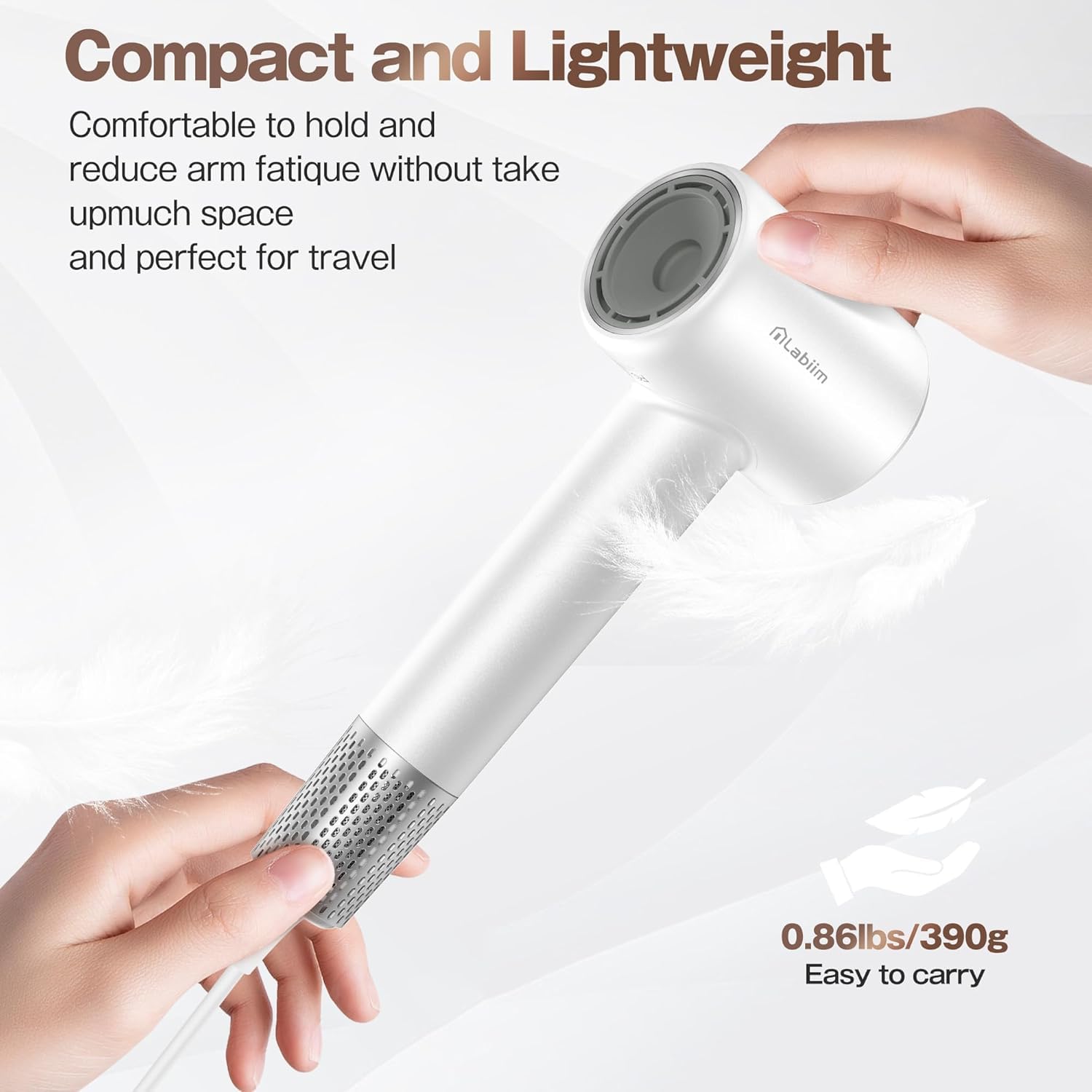Labiim Hair Dryer’s 360-degree nozzle rotates to fit every hair length