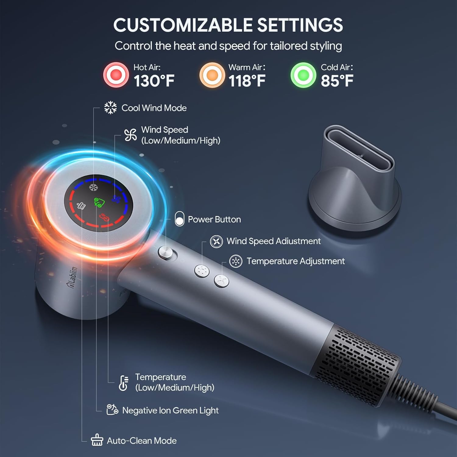Labiim hair dryer with ionic technology reducing frizz and adding shine