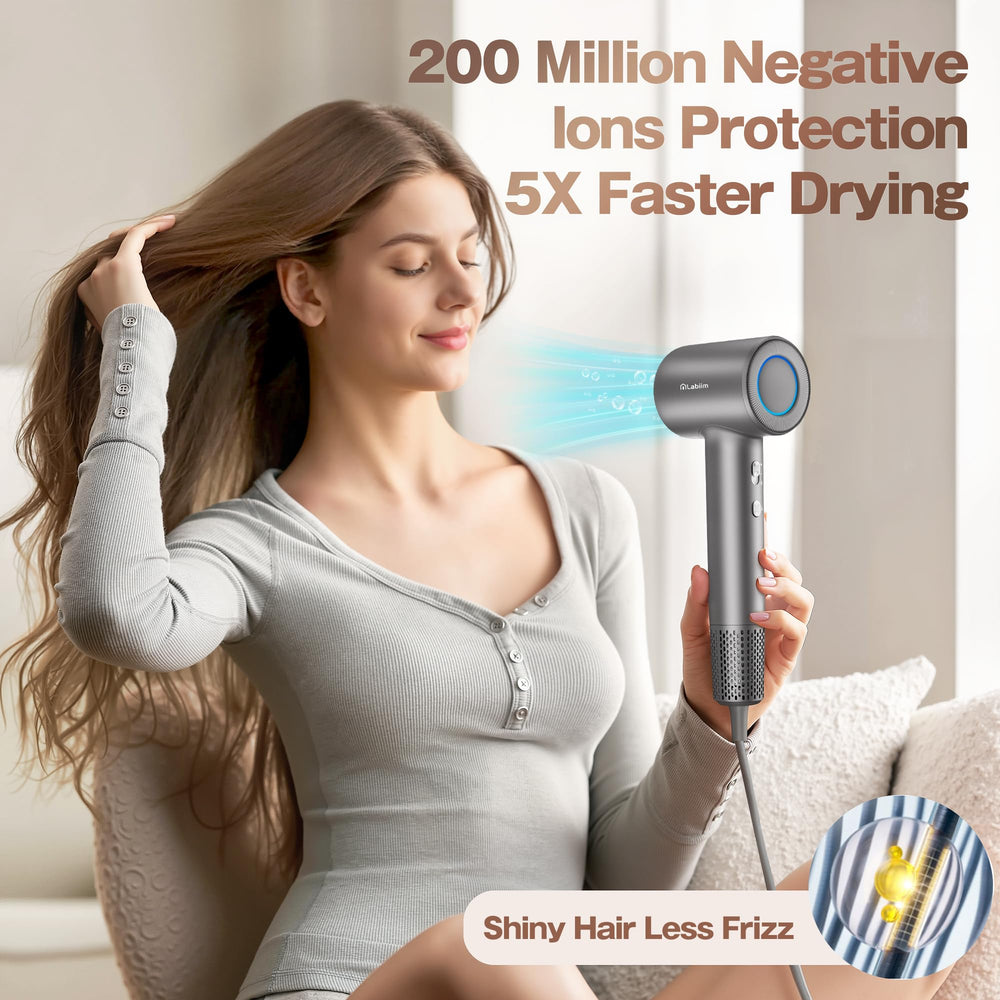Labiim hair dryer led-display shows temperature settings for precise styling