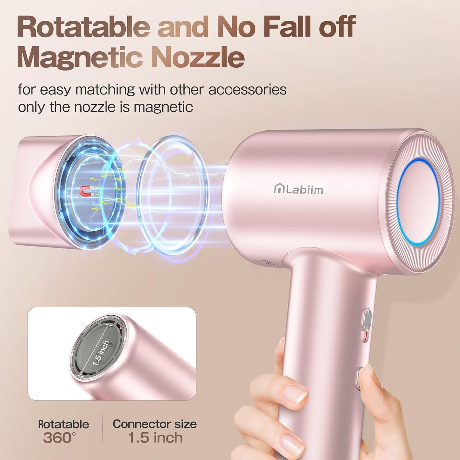 Labiim hair dryer operates quietly, preserving a calm grooming routine.