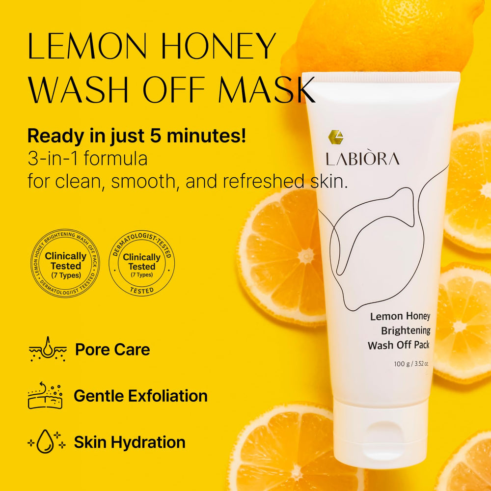 Labiora Lemon Honey Face Mask Pack spread on face demonstrates even application
